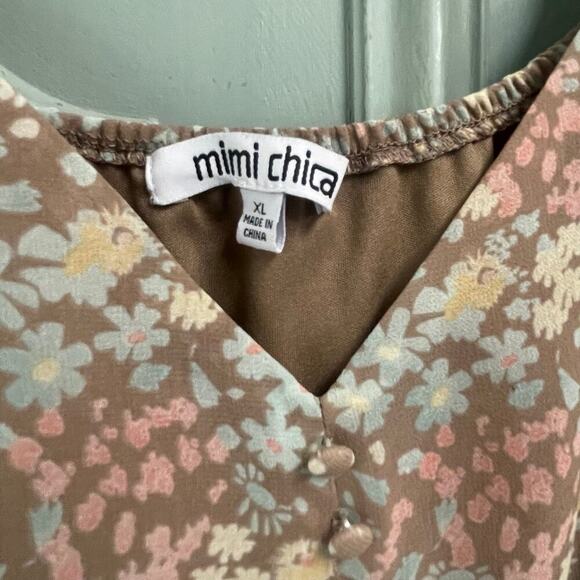 Mimi Chica Floral Tiered Dress Size XL Spring Boho Cottage - Picture 2 of 3